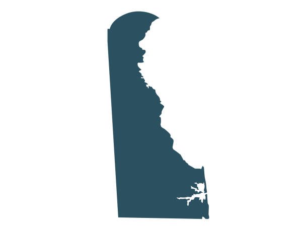 Blue silhouette map of Delaware